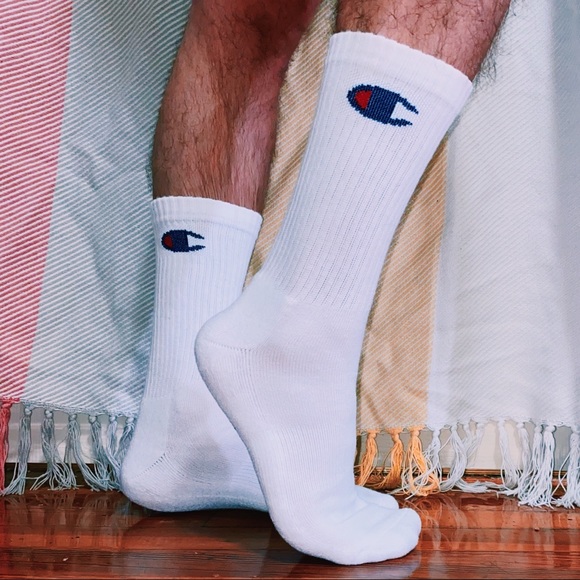 6 PACK White Cushioned Champion Crew Socks - Picture 4 of 5